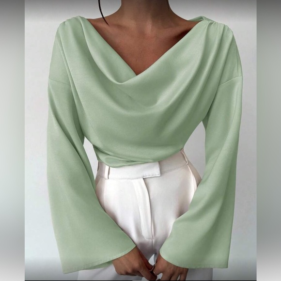 Elegant Pink  Drape Blouse - Picture 8 of 16